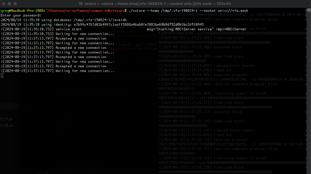 Image 1: Example of a running vStore VFS node on top of CometBFT blockchain nodes.